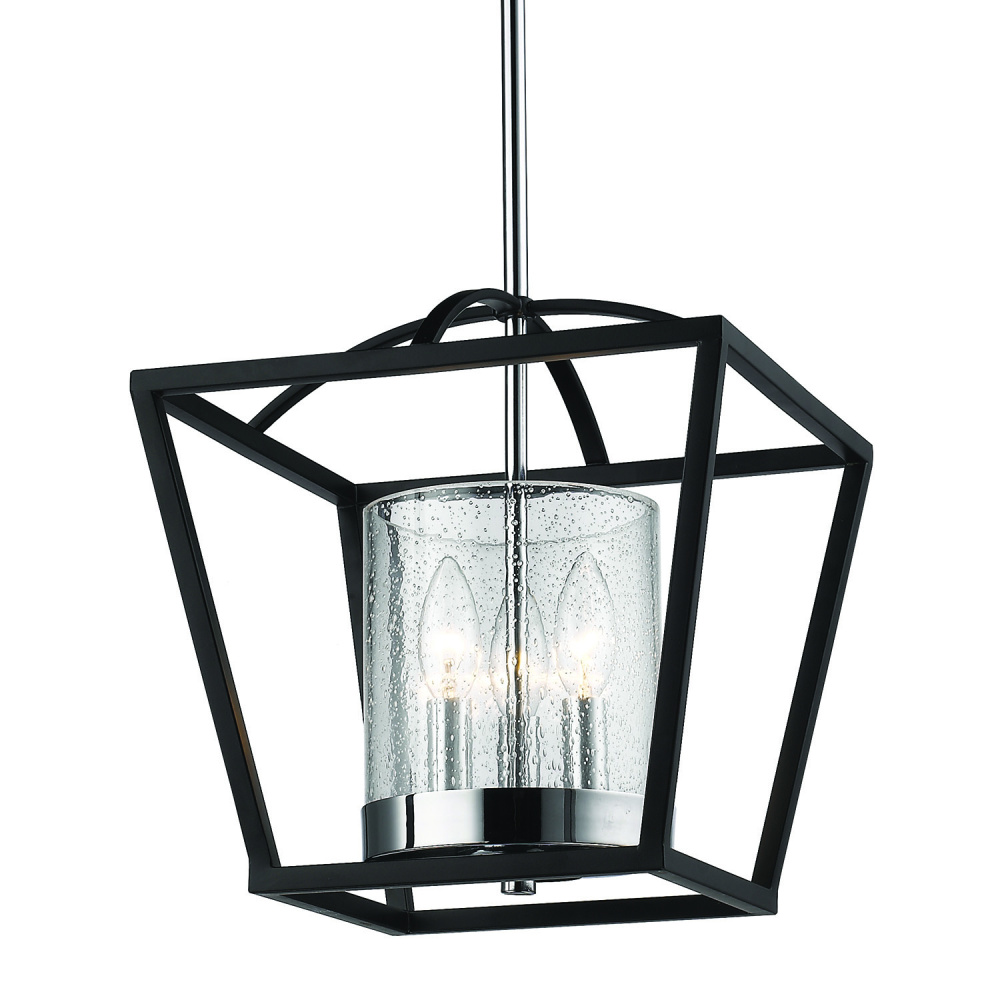 Golden Lighting Mercer 3-light Chandelier in Matte Black and Chrome Accents
